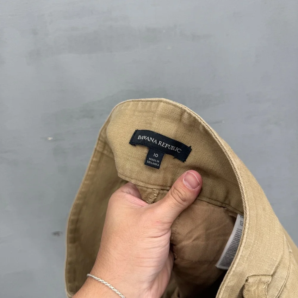 Banana Republic Explorer Cargo Pants Tan Pleated High Waist Linen Blend 10